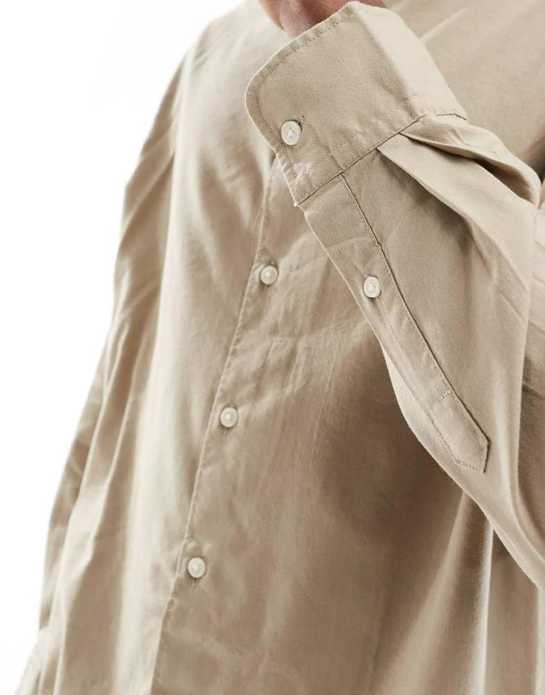 Jack & Jones Jack & Jones oversized cotton shirt in beige 3