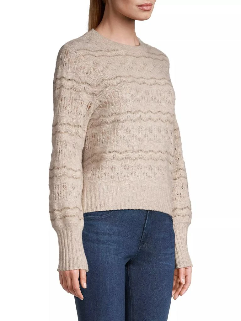 White + Warren Cashmere Lace Stitch Crewneck Sweater 4