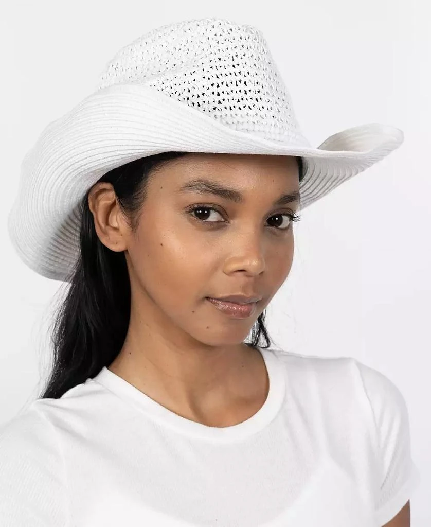 Vince Camuto Beaded Trim Straw Cowboy Hat - Hats - BeyondStyle display picture 1