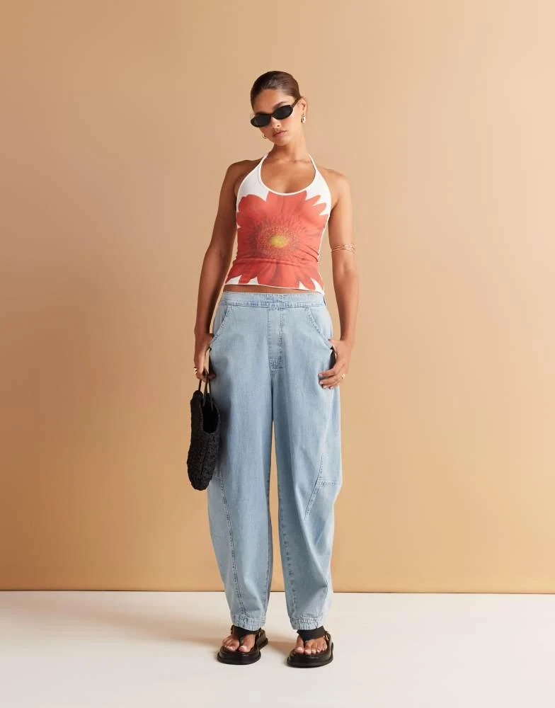 ASOS ASOS DESIGN soft harem jeans in mid blue 5
