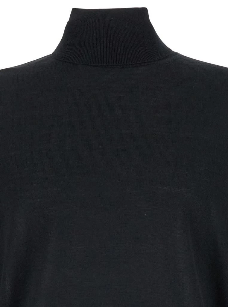 Plain Black Turtleneck With Long Sleeves In Wool Man 3