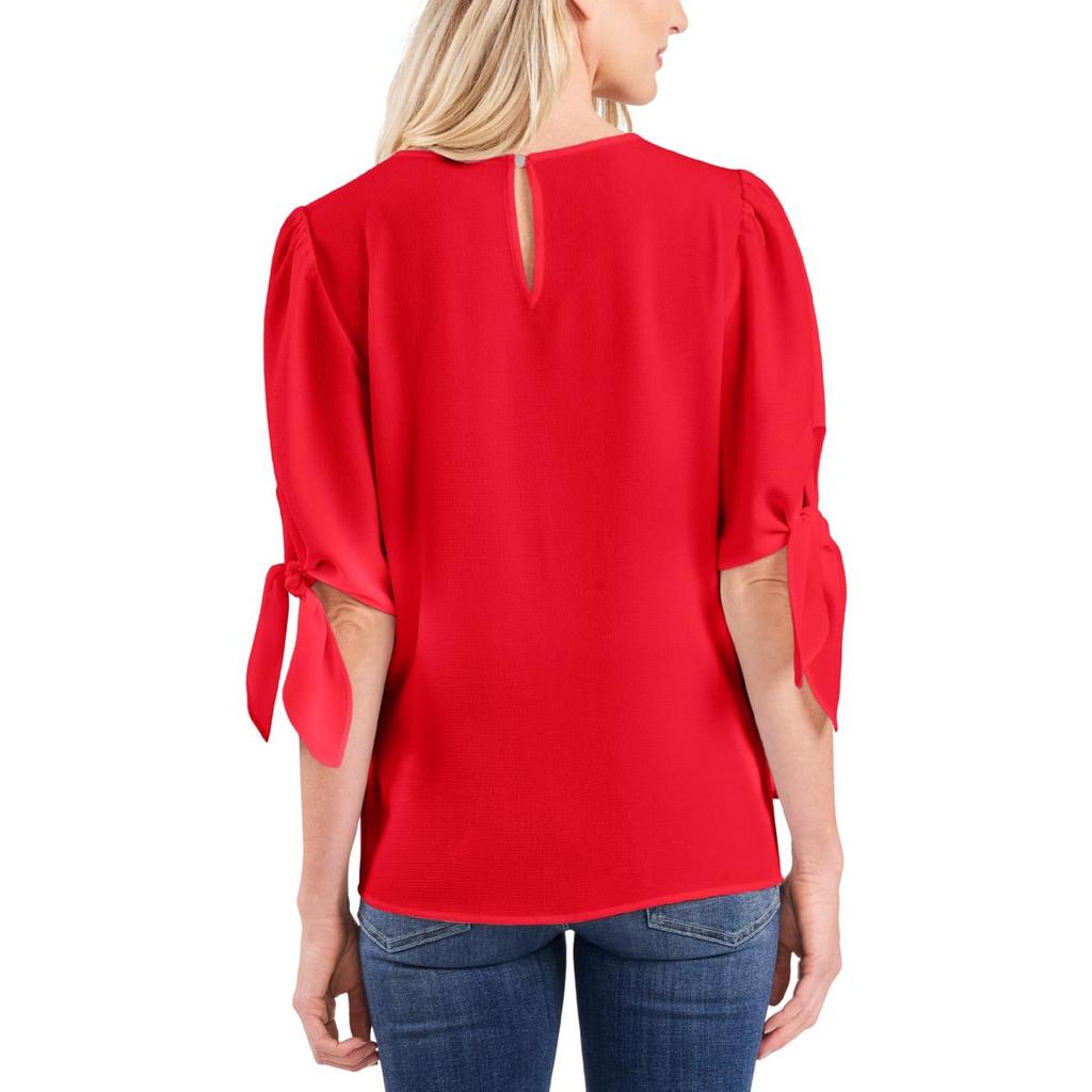 CeCe Womens Side Slit Puff Sleeve Blouse