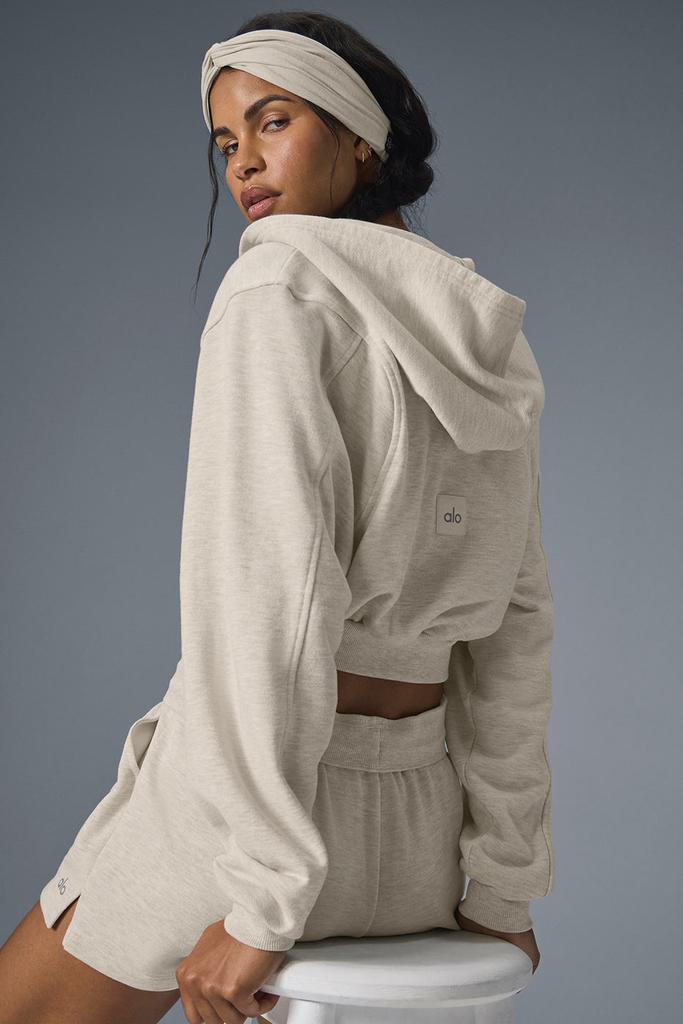Alo Sweet Escape Zip Up Hoodie - Oatmeal Heather - Hoodies - Free