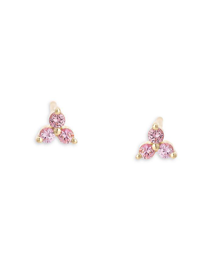 Adina Reyter 14K Yellow Gold Pink Sapphire Trillium Cluster Stud Earrings