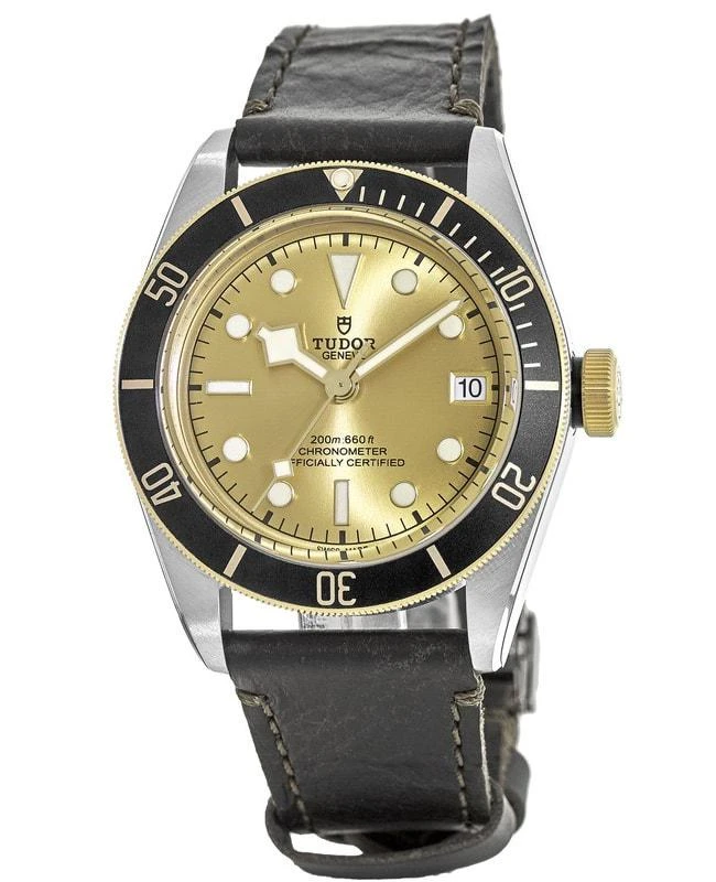 Tudor Tudor Black Bay 41 Steel & Gold Champagne Dial Leather Strap Men's Watch M79733N-0003 1