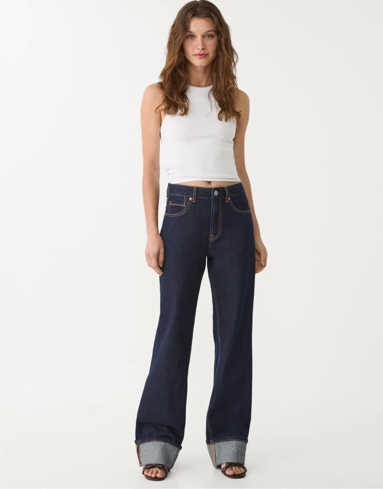 Stradivarius Stradivarius D92 straight wide-leg jeans in dark denim 1