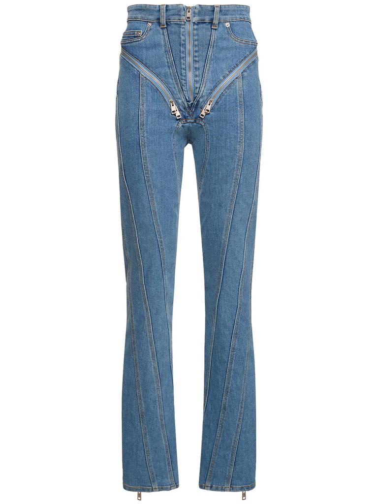 MUGLER Stretch Denim High Rise Zip Skinny Jeans