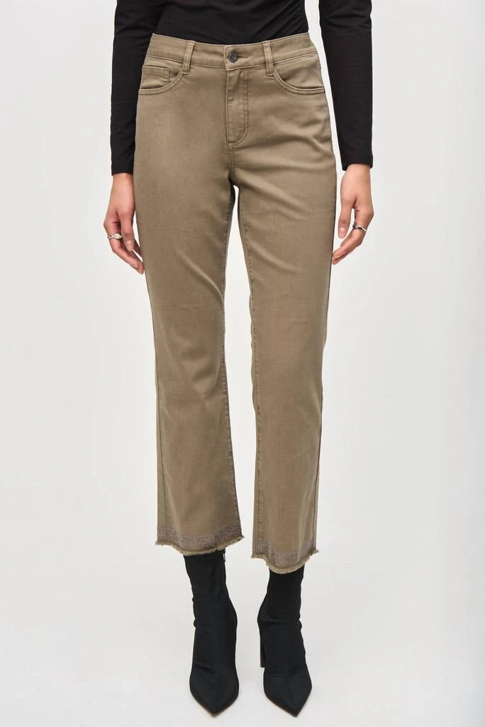 JOSEPH RIBKOFF Joseph Ribkoff - Denim Straight Pants With Frayed Hem 1