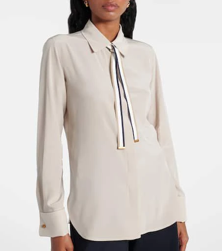 Max Mara Apollo bow-detail silk crêpe blouse 7