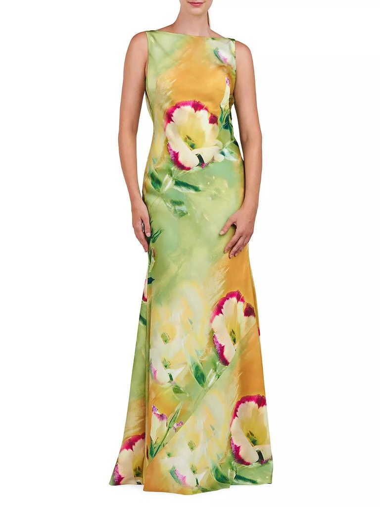 Kay Unger Pippa Floral Satin Gown 2