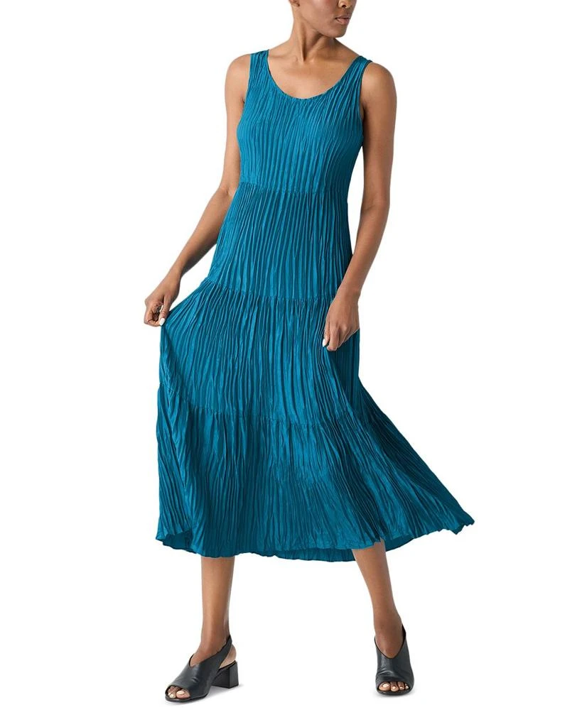 Eileen Fisher Crushed Silk Tiered Midi Dress 1