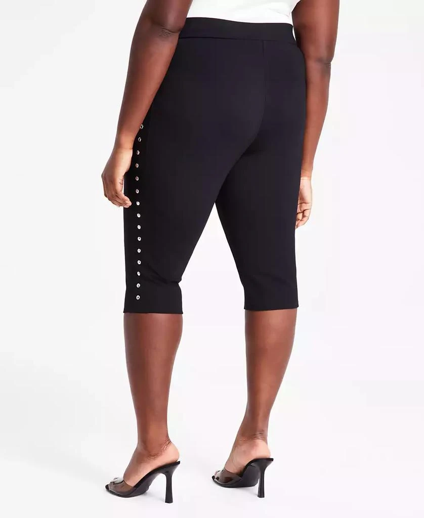 Bar III Trendy Plus Size Pull-On High-Rise Stud-Trim Capri Pants, Exclusively at Macy's 4