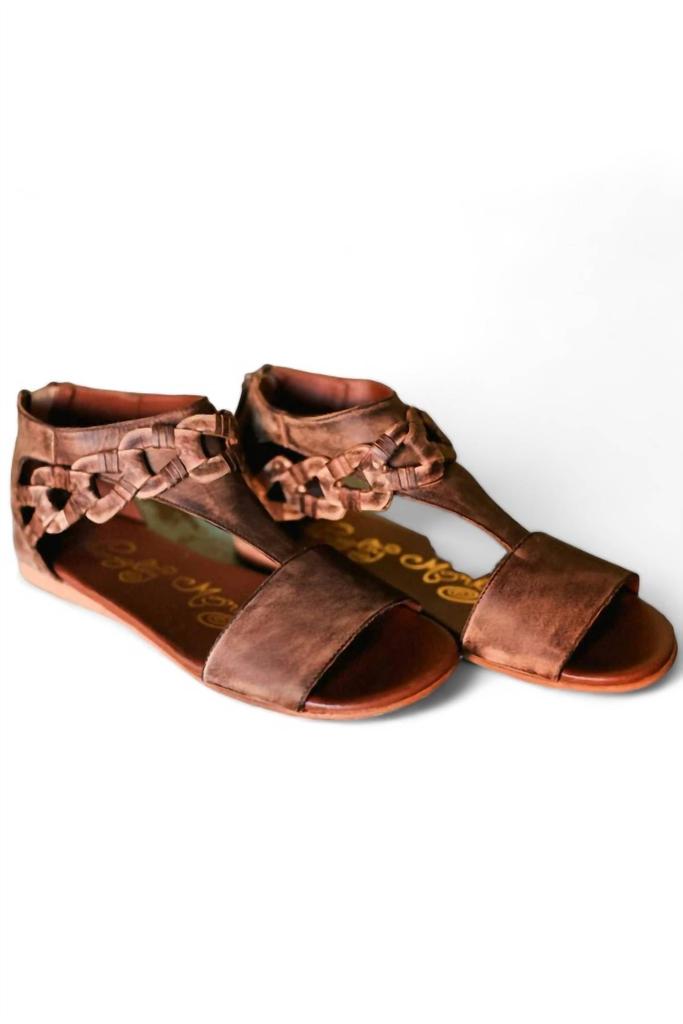 Naughty Monkey Women's Hippie Hollow Distressed Genuine Leather Sandals In Brown