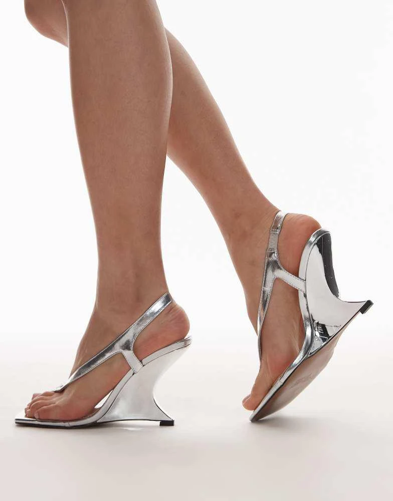 Topshop Topshop Indie wedge sandal in silver 4