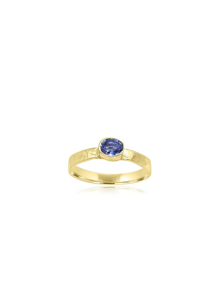 Mozafarian Oval blue sapphire ring.