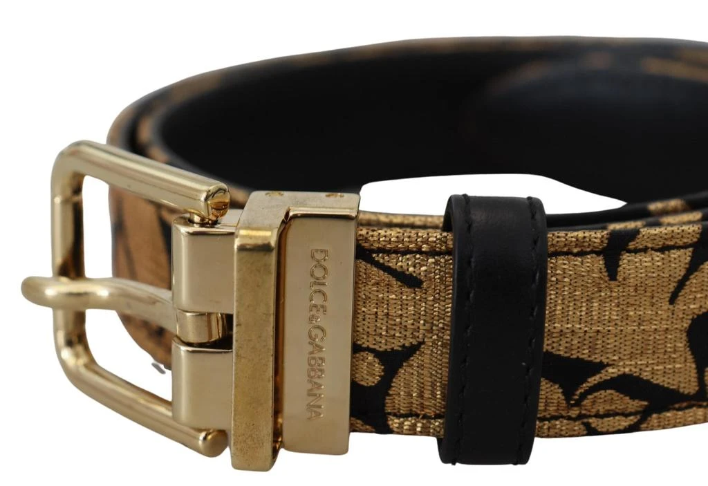 Dolce & Gabbana Multicolor Jacquard Leather Logo Buckle Belt 3