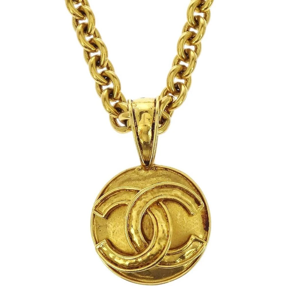 Chanel Vintage Cc Round Pendant Chain Necklace Metal _Plated Necklace Jewelry (Pre-Owned) 2