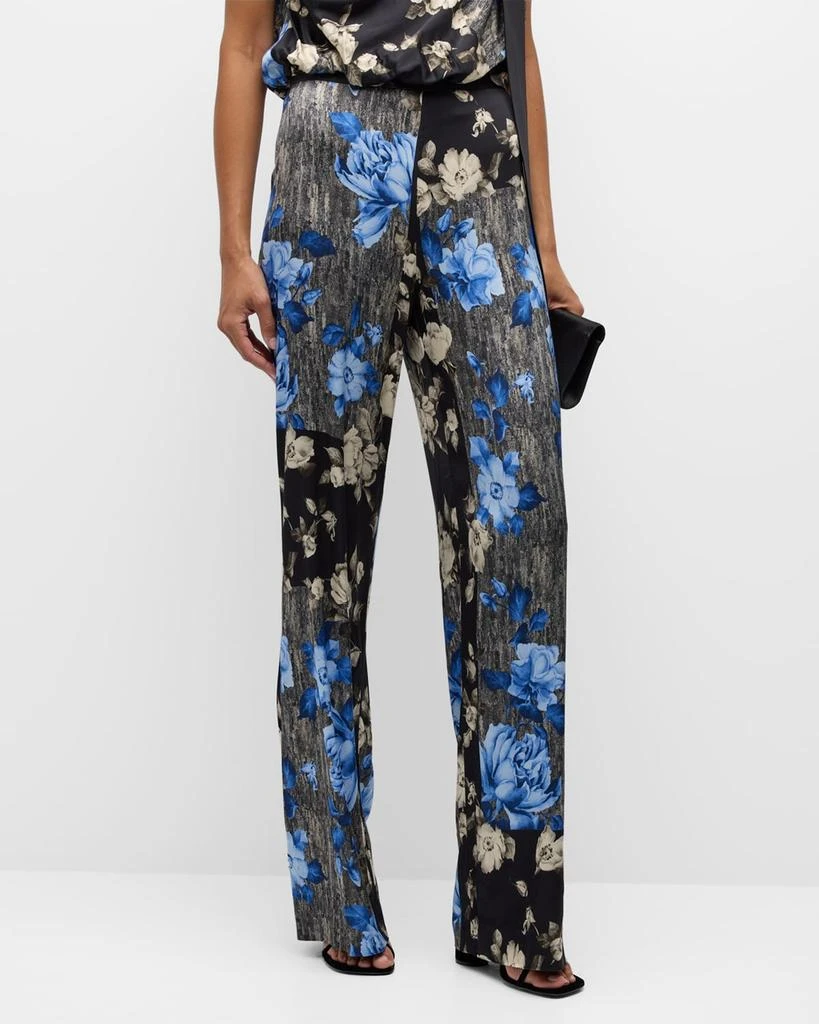 LELA ROSE Patchwork Floral-Print Wide-Leg Pants 2