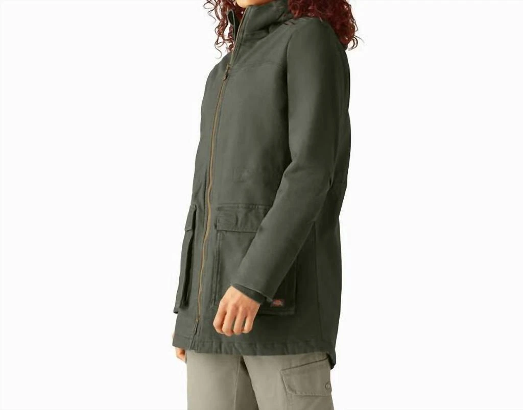 DICKIES Duck Canvas Parka Jacket In Moss Green 2