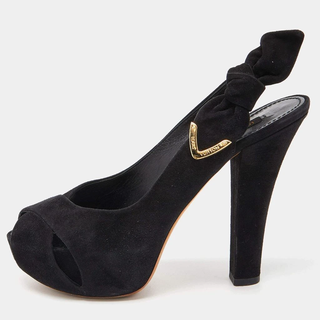 Louis Vuitton Louis Vuitton Black Suede Tonka Slingback Sandals Size 36.5 1