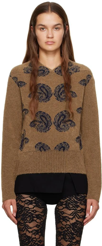Puppets and Puppets Brown & Navy Jacquard Sweater 1