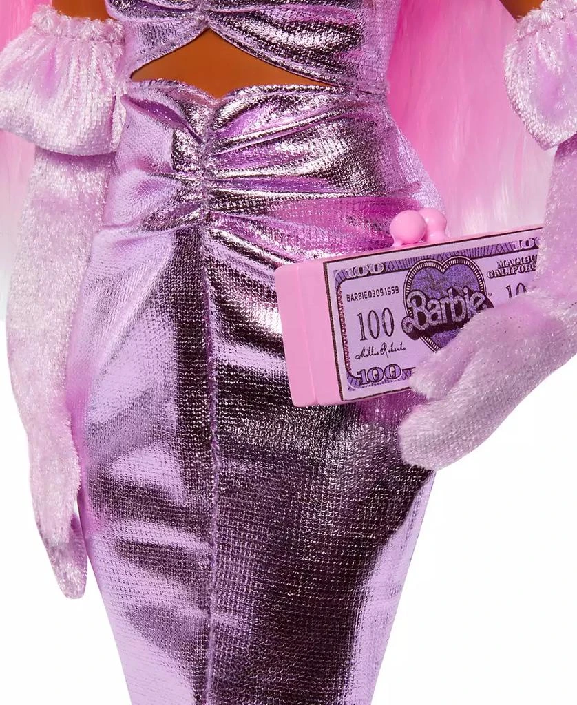 Barbie Deluxe Style Doll 1 in Glossy Pink Barbiecore Dress with Velvet Gloves, Pink Hair 3