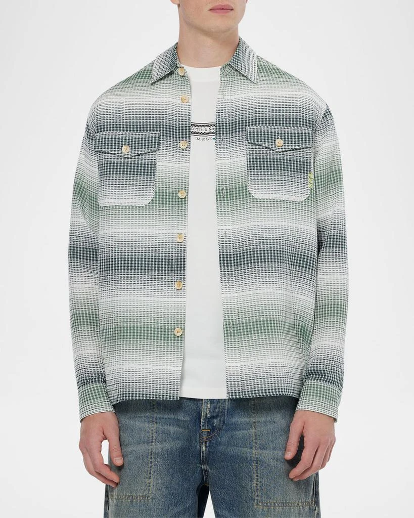 Scotch & Soda Men's Striped Waffle Button-Down Shirt 4