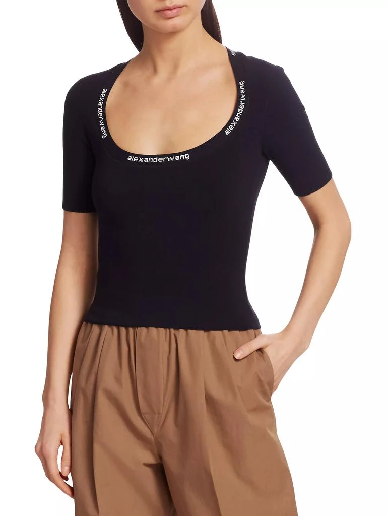 Alexander Wang Jacquard Trim Bodycon T-Shirt 3