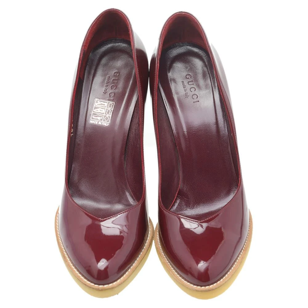 Gucci Gucci Burgundy Patent Leather Round Toe Pumps Size 37.5 3