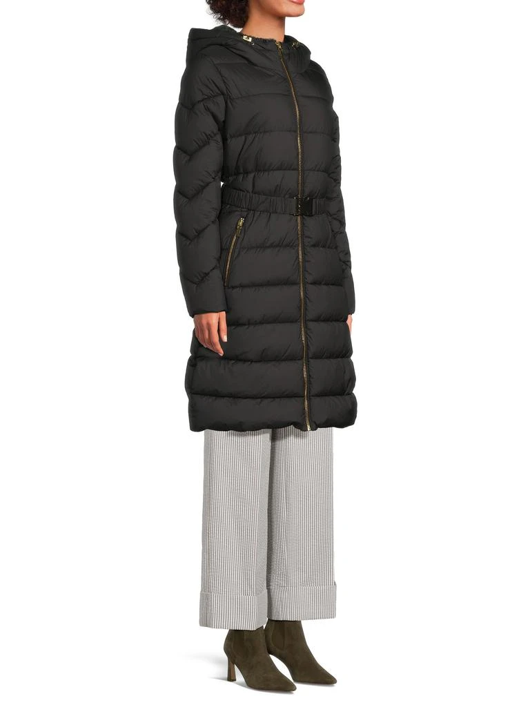 HALSTON Faux Fur-Trim Belted Puffer Coat 2
