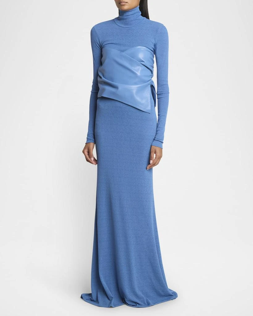 Nanushka Amabel Turtleneck Alt-Leather Combo Maxi Dress 3