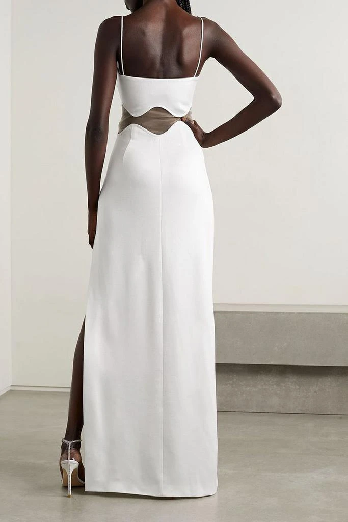 GALVAN  LONDON Isola Bella mesh-paneled knitted maxi dress 3