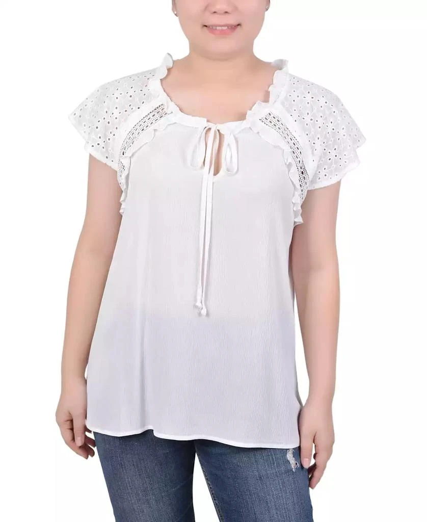 NY Collection Petite Eyelet Sleeve Blouse 1