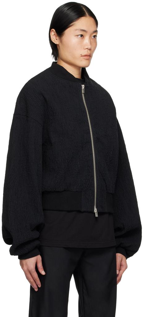 HELIOT EMIL Black Stand Collar Bomber Jacket