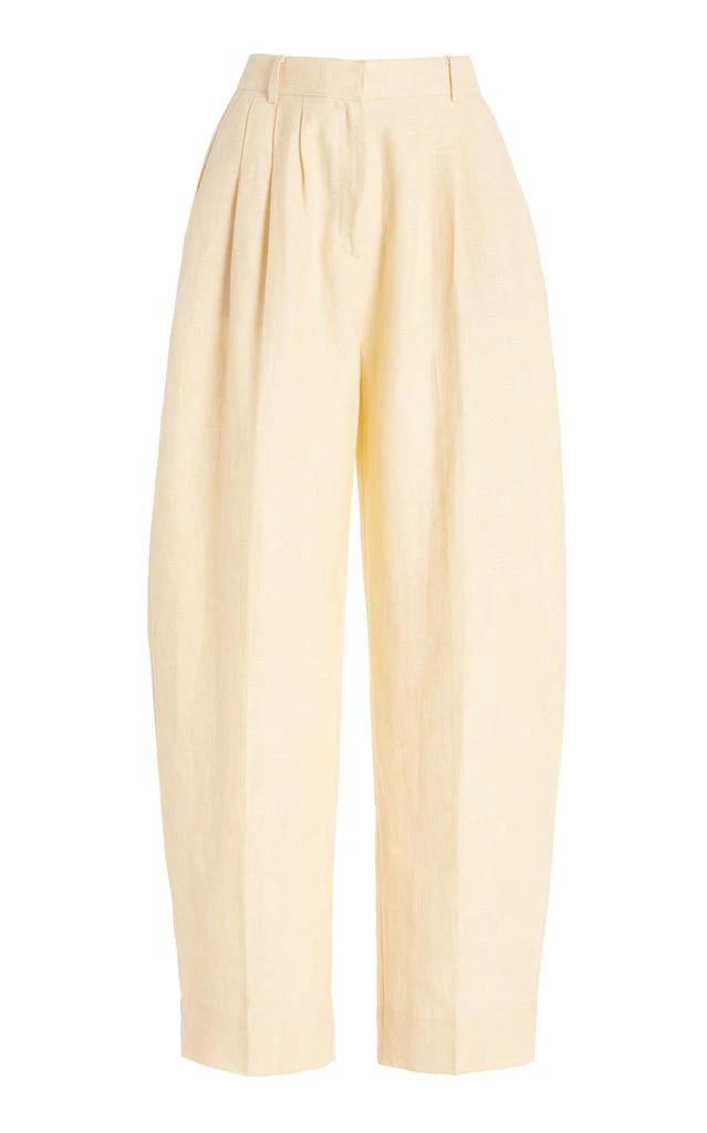 Posse Posse - Rio Pleated Linen Tapered Pants - Yellow - M - Moda Operandi 1