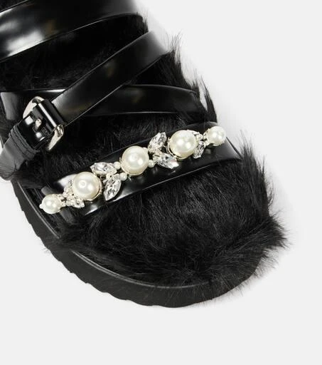 Simone Rocha Faux fur-trimmed leather platform sandals 5