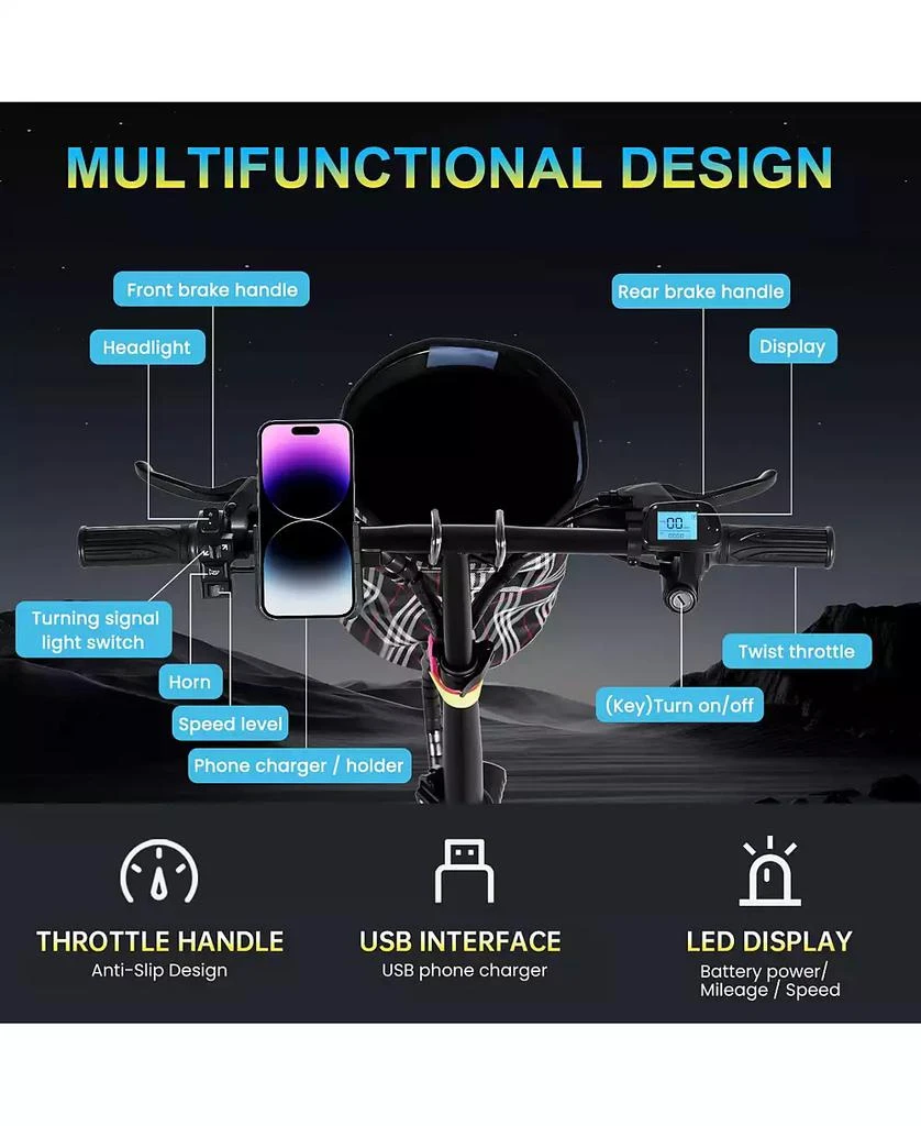 LTMATE Global Inc. Foldable 500W Electric Bike, LED Display, Shock Absorption, Anti-Theft Alarm 4