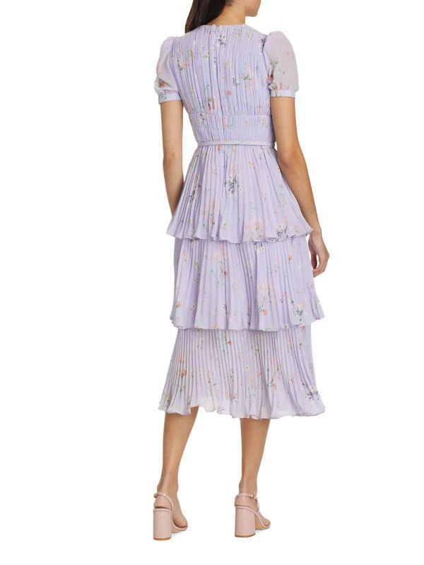 Self Portrait Floral Chiffon Tiered Midi-Dress 2