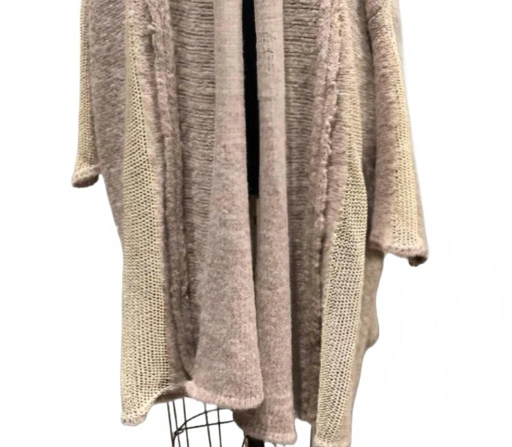 Amano by Lorena Laing Kimono Cardigan With Mesh In Pink/oat 4