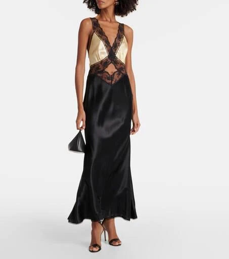SIR. Aries lace-trimmed cutout silk maxi dress 2