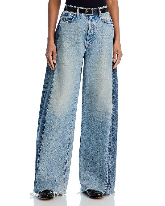 MOTHER Pipe Dream Button Sneak Fray Jeans in Blinded By The Dark