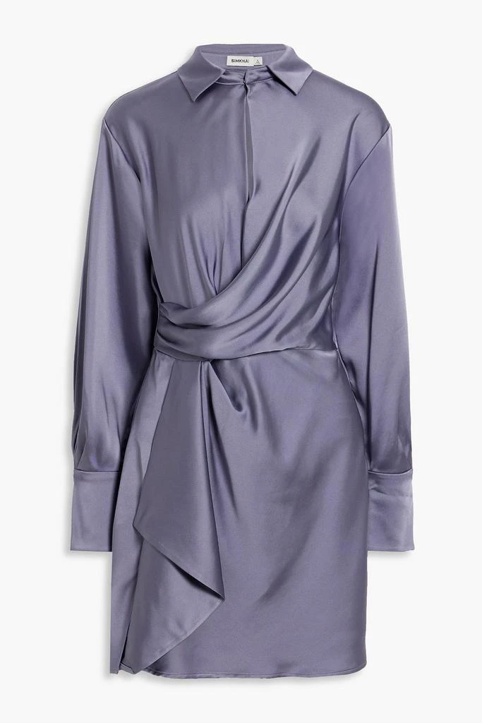 SIMKHAI Talit wrap-effect satin mini dress 1