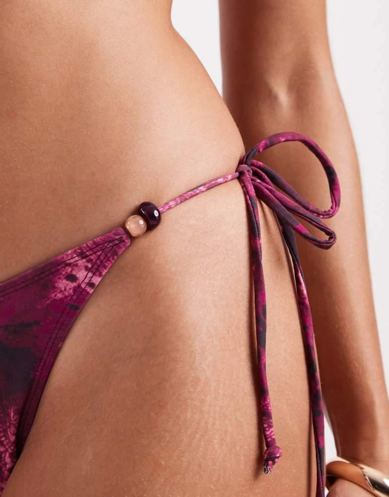 Motel Motel co-ord Frata hibiscus paisly bikini bottoms in dark pink 3