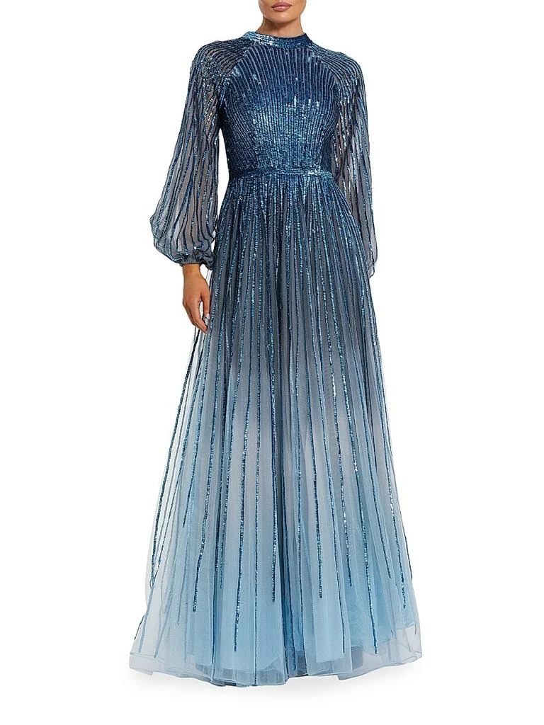 Mac Duggal Evening Ombré Mesh A-Line Gown