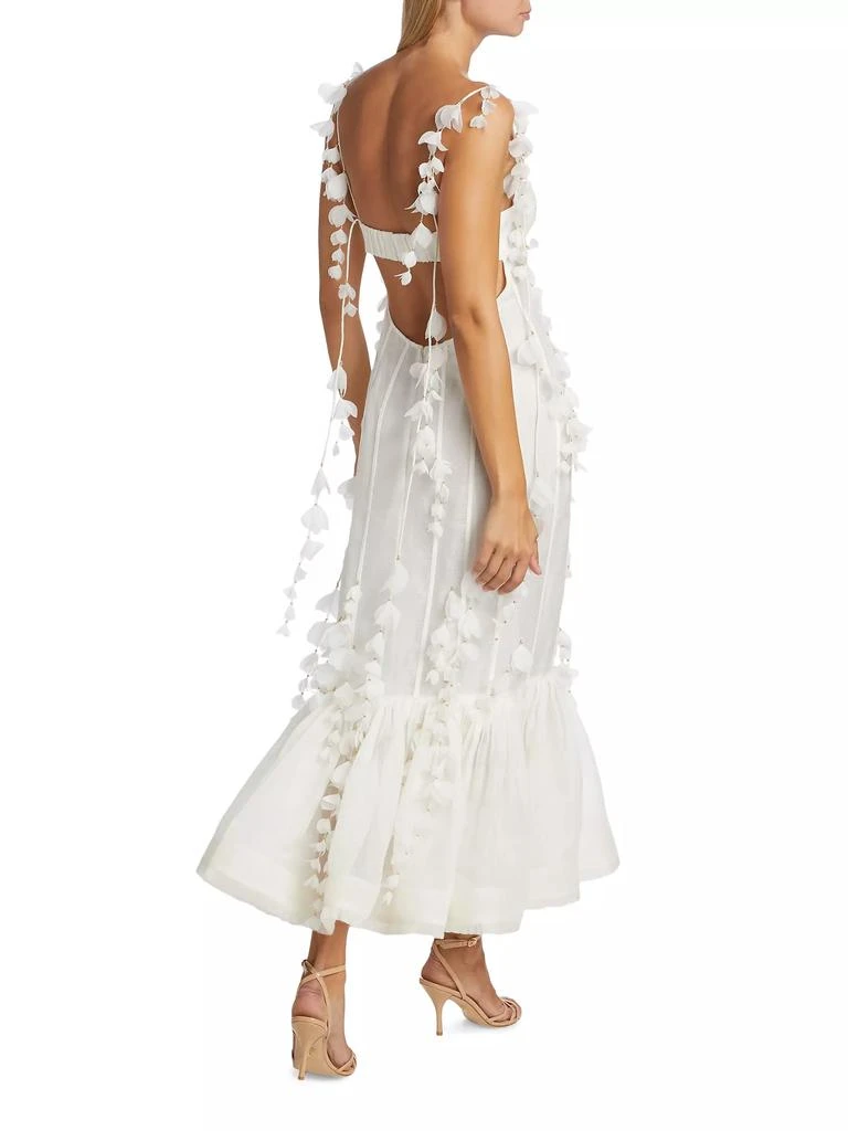 Zimmermann Petal Appliqué Linen-Silk Corset Gown 5