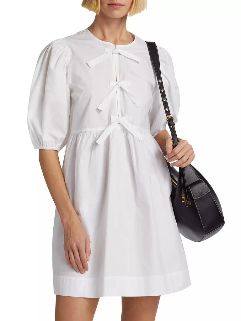 Ganni Poplin Bow Short-Sleeve Minidress 3