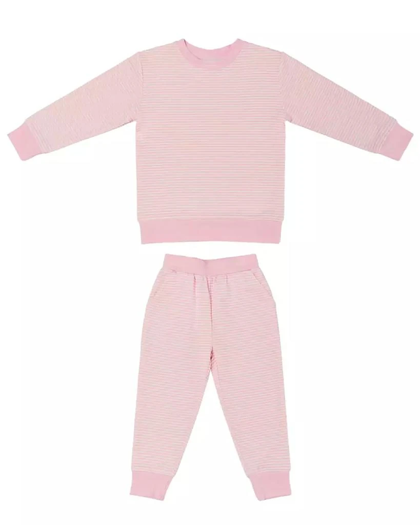 Motette Toddler Girl's Peony Stripe Lounger Bamboo Sweatsuit 2