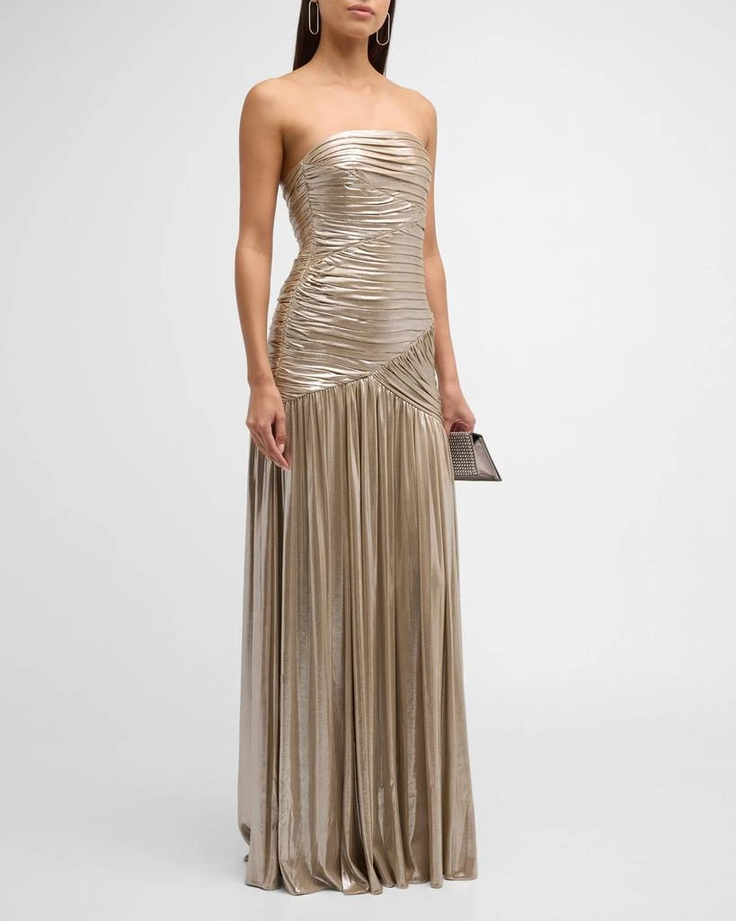 retrofête Josie Strapless Lamé Slit Gown 2