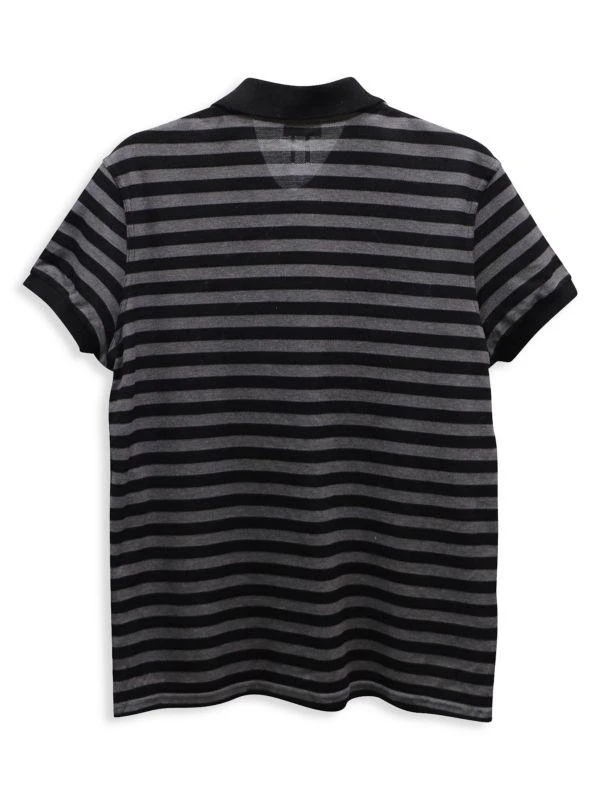 Yves Saint Laurent Saint Laurent Striped Polo Shirt In Black And Grey Cotton 2
