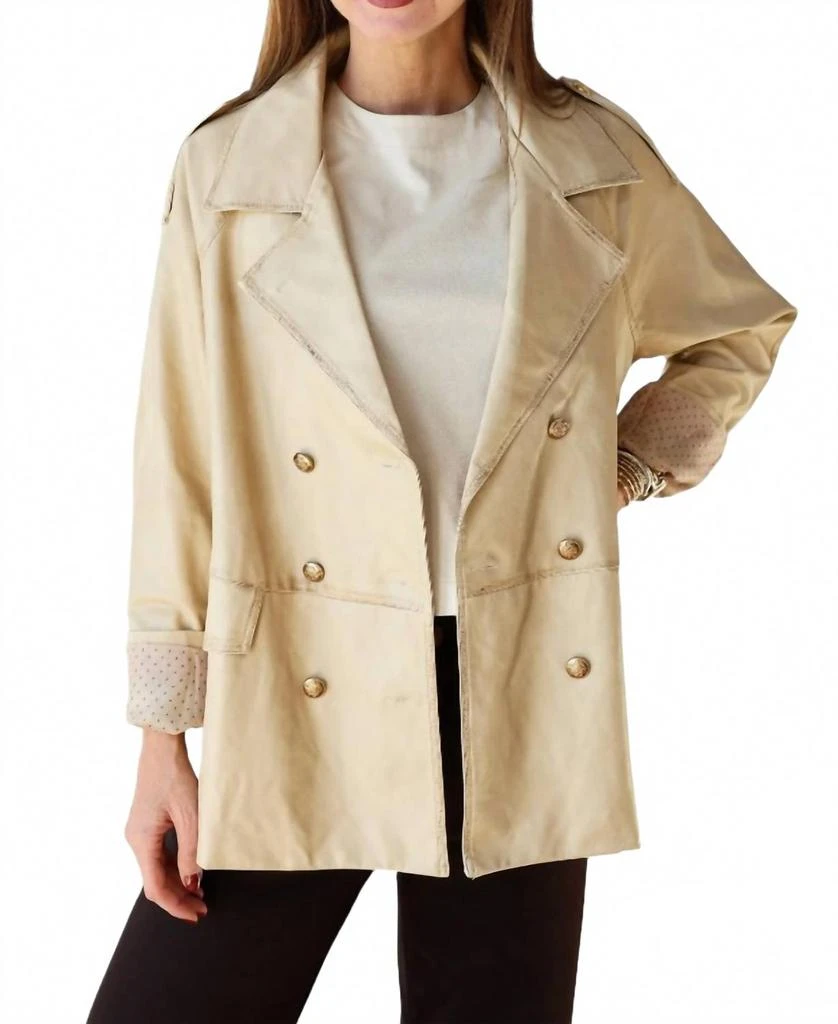 Fate by LFD Faux Leather Double Breasted Jacket In Khaki